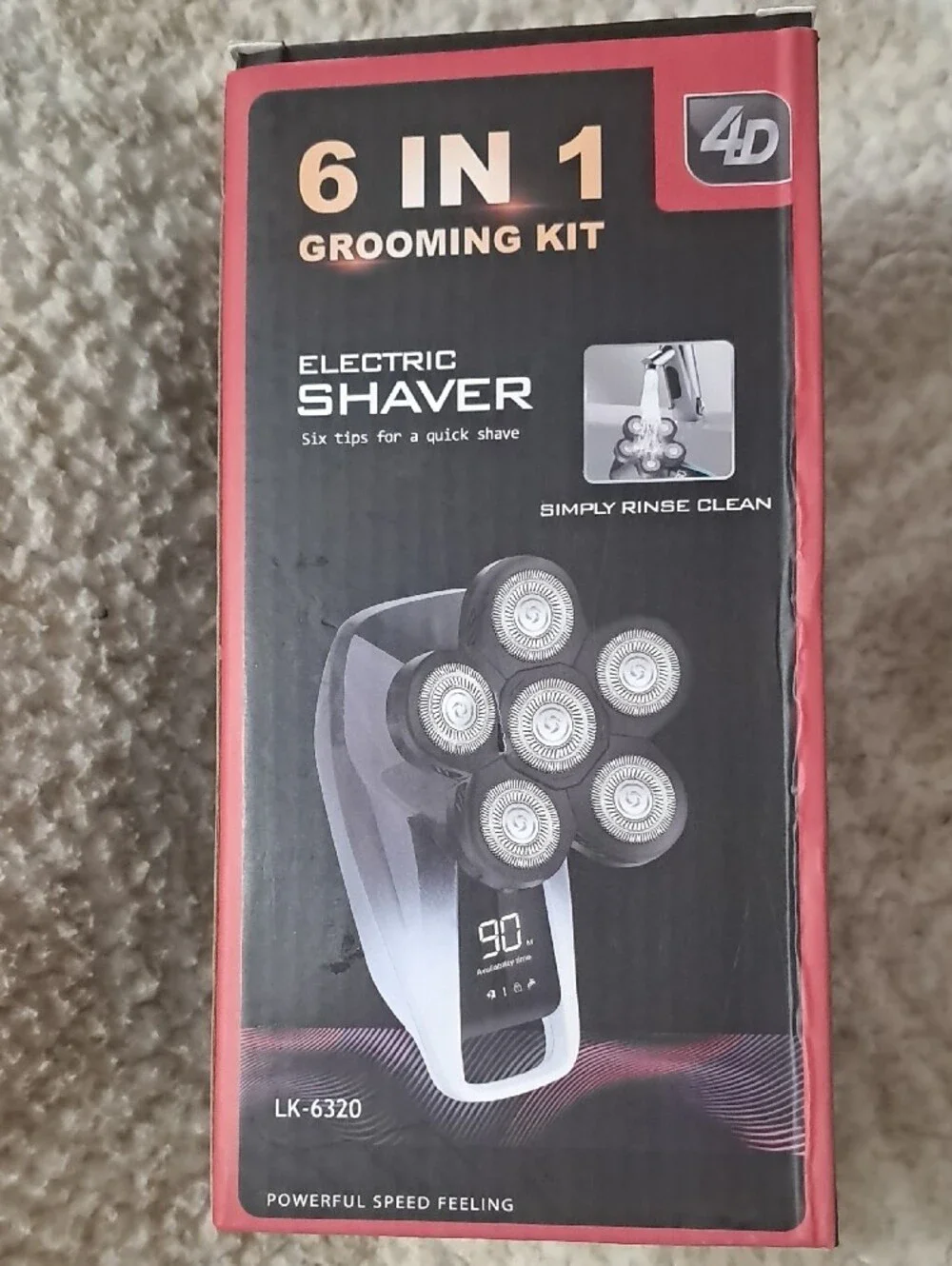 6-in-1 Electric Shaver Grooming Kit - Black and Red